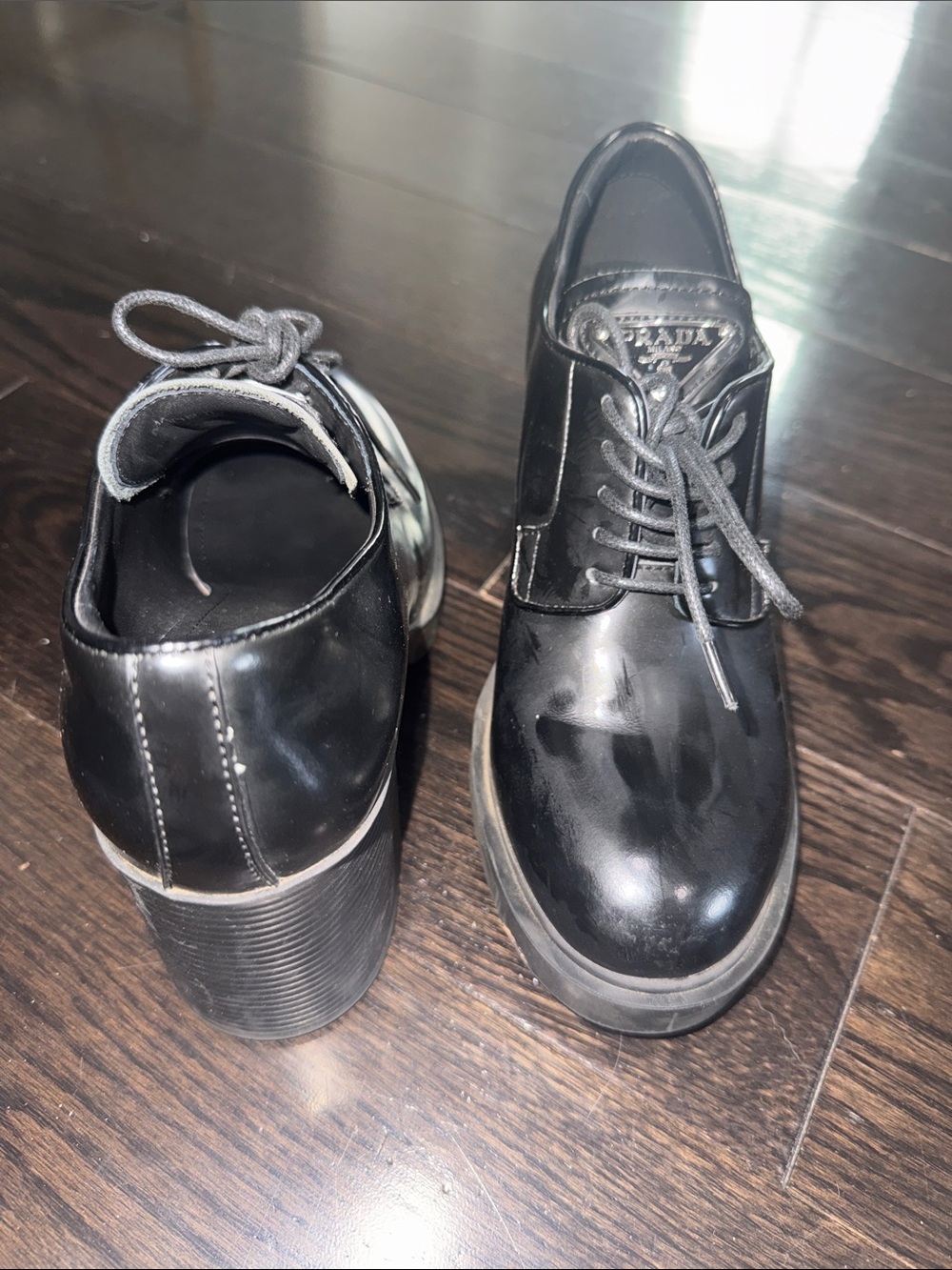 Prada Black Leather Platform Lace-Up Women’s Ankle Boots